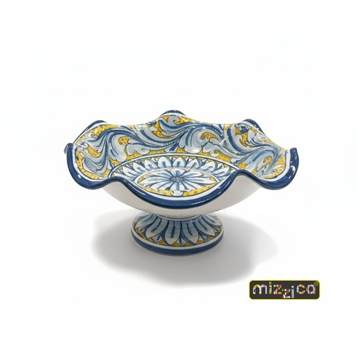 Alzatina in ceramica di Caltagirone "Decoro Azzurro"