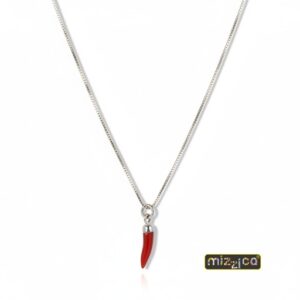 Collana in argento con "Corno in corallo"