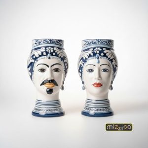 Coppia di teste di Moro in ceramica di Caltagirone