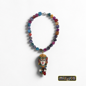 Collana multicolor con ciondolo "Testa di Moro in ceramica"