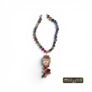 Collana multicolor con ciondolo "Testa di Moro in ceramica"