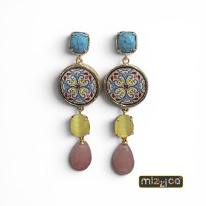 Orecchini "Cabochon in pietra lavica ceramizzata"