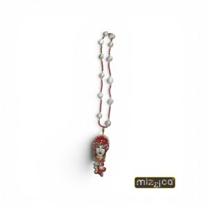 Collana "perle e corallo" con ciondolo in ceramica