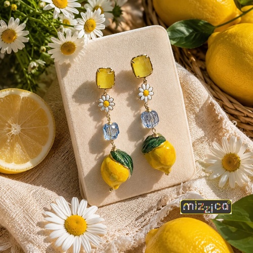 Orecchini "Limoni" in ceramica - immagine 3