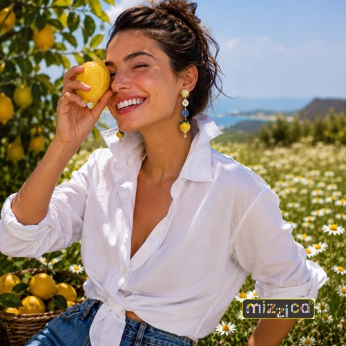 Orecchini "Limoni" in ceramica - immagine 2