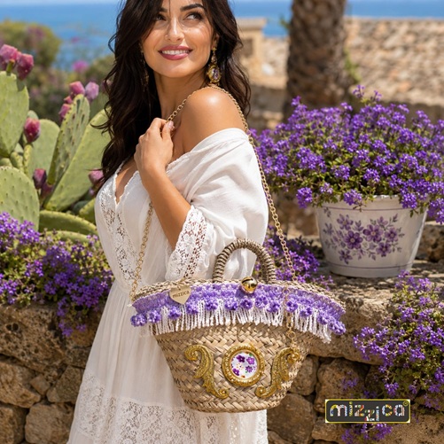 Coffa Siciliana "decoro lilla con ottone sbalzato" - immagine 2