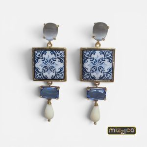 Orecchini con pietra lavica ceramizzata