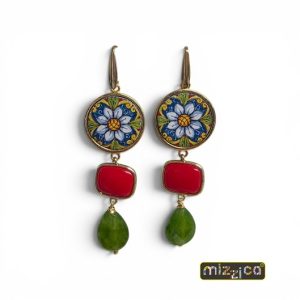 Orecchini "Cabochon in basalto ceramizzato"